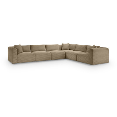 Carmean Corduroy Performance Fabric L-Shaped Modular Sectional