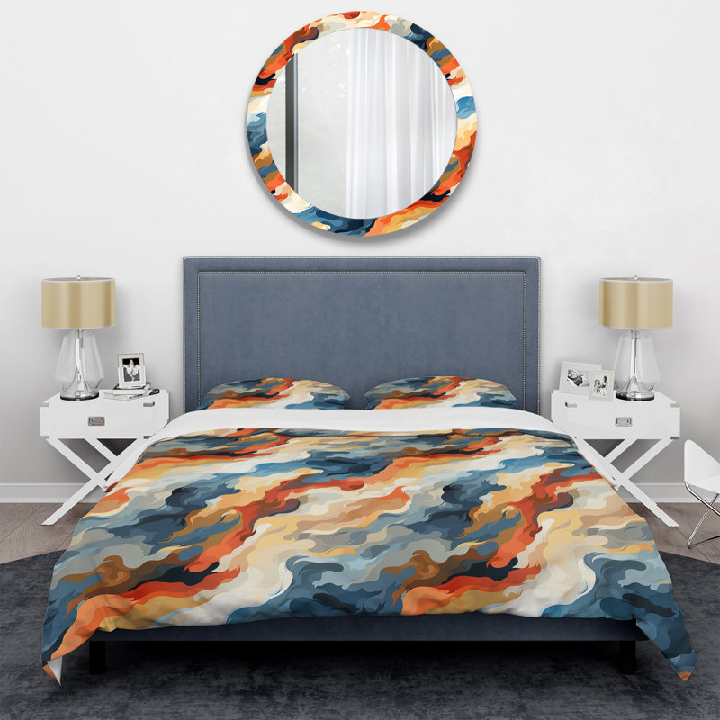 Ethereal Whispers I - Ensemble de housse de couette à motif abstrait, Housse de couette pour grand lit et 2 taies décor