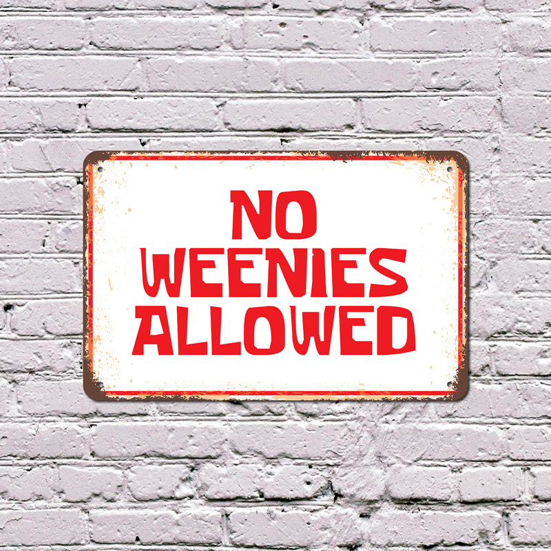No Weenies permis 13 pouces x 20 pouces, H 13 po x l 20 po x P 0,1 po