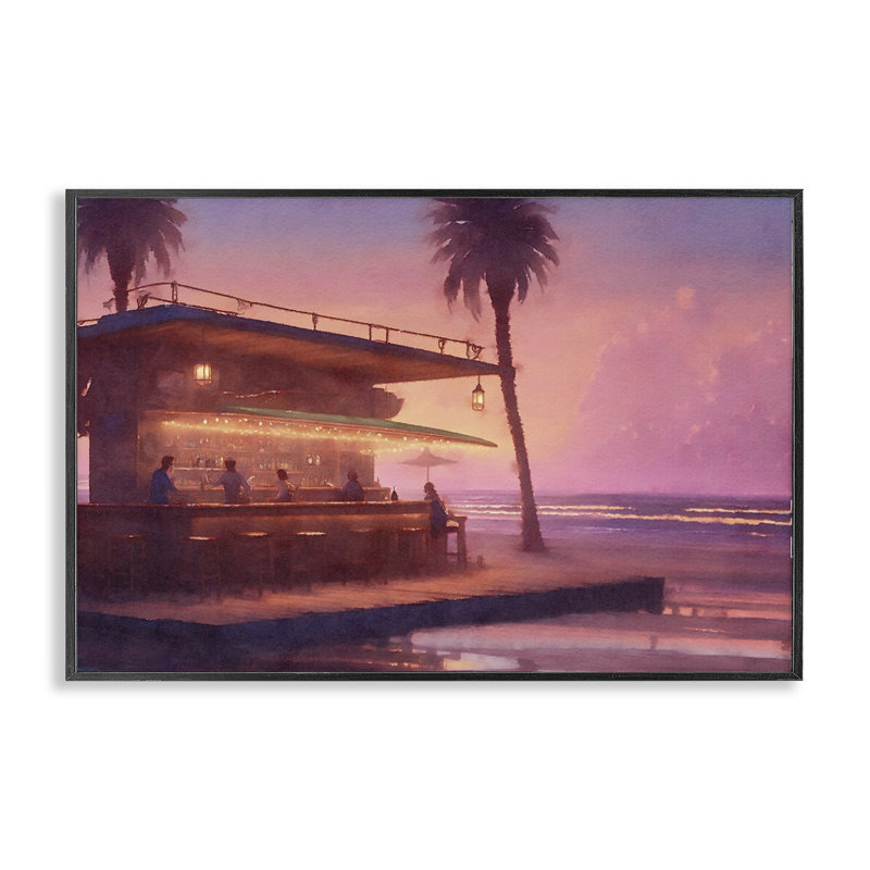  «Vivid Tropical Sunset», estampe numérique par Noah Bay, H 12 po x l 18 po, Giclée encadrée noir minuit