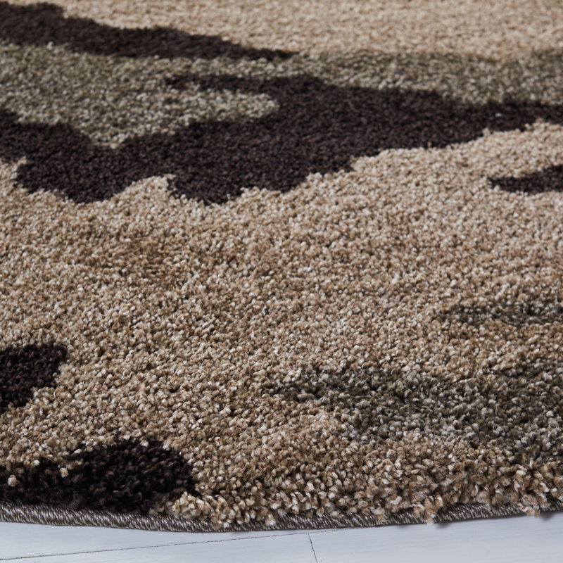 Millia Shag Performance Camouflage Rug, Round 6'7"