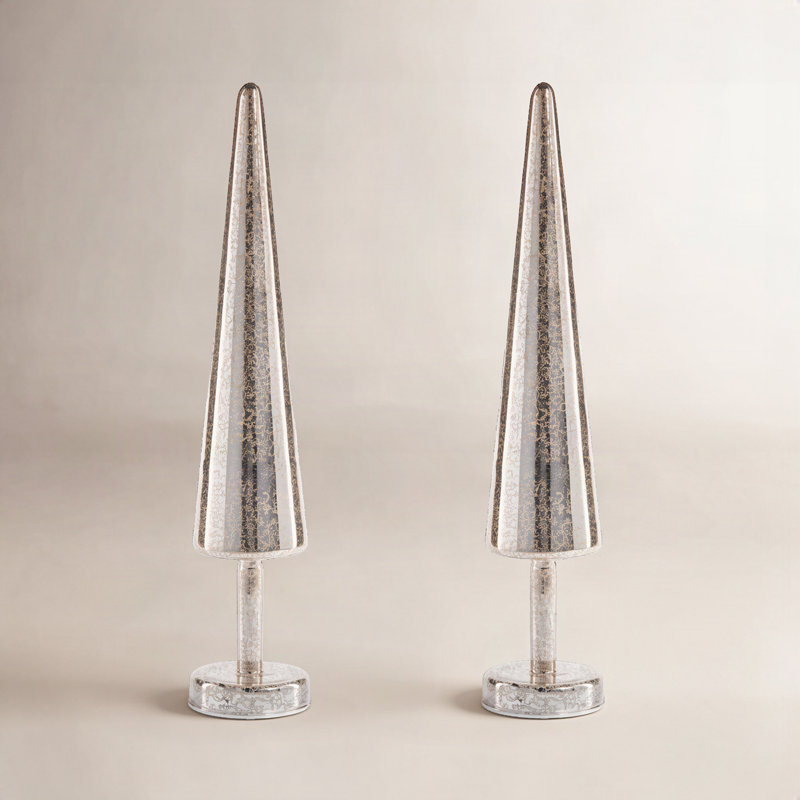 Arbres DEL Sparkle Cone, ensemble de 2, H 18 po x l 3,5 po x P 3,5 po, Or