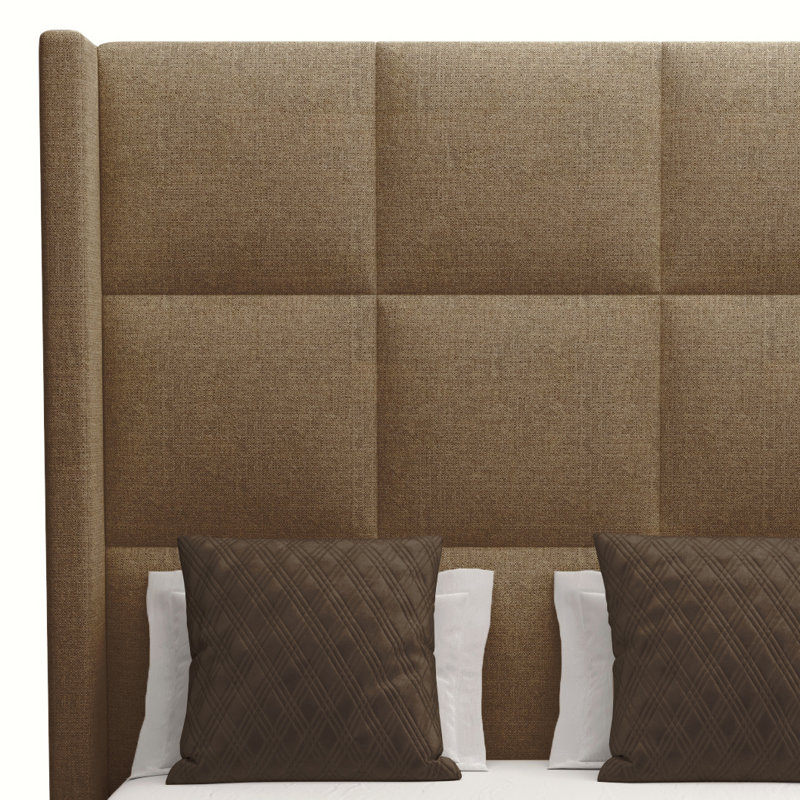 Esparto Upholstered Wingback Bed, Brown Flax Revolution®, Queen (High)