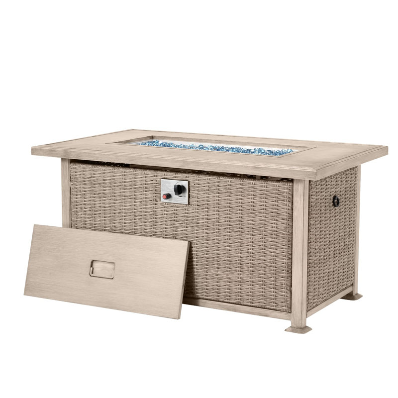 Table de foyer d'extérieur au gaz propane, Beige, H 24,8 po x l 50,1 po x P 30,5 po