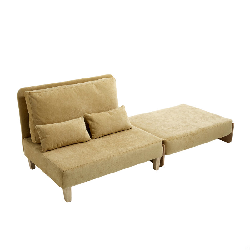 Canapé-lit pliable inclinable, canapé-lit convertible 3-en-1, Jaune