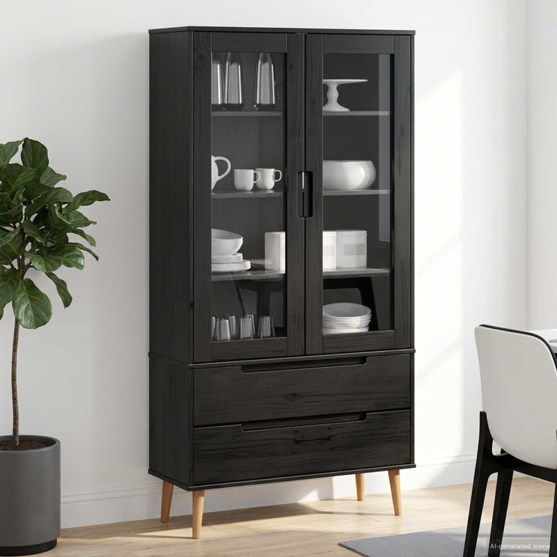 Solid Pine Wood Rectangle Accent Cabinet