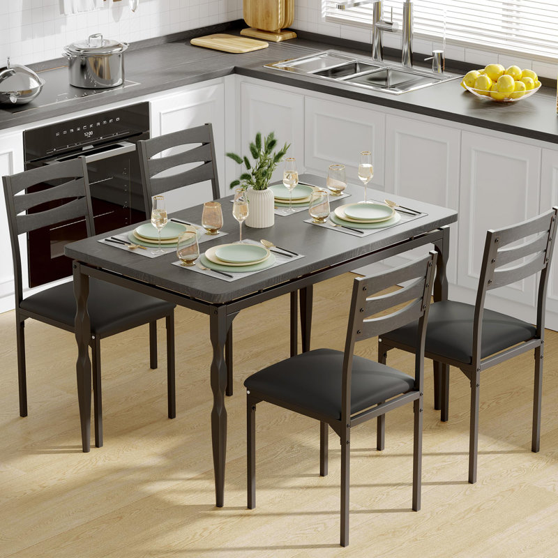 Ensemble de table de salle à manger 5 pièces, ensemble de table et chaises de style industriel pour 4 personnes, ensemble de table de cuisine pour salle à manger