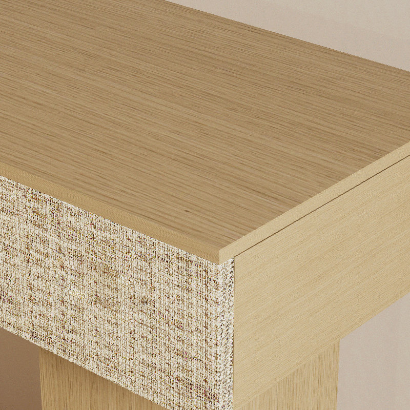 Console de 45,1 po avec 2 tiroirs en rotin et table d'entrée étroite