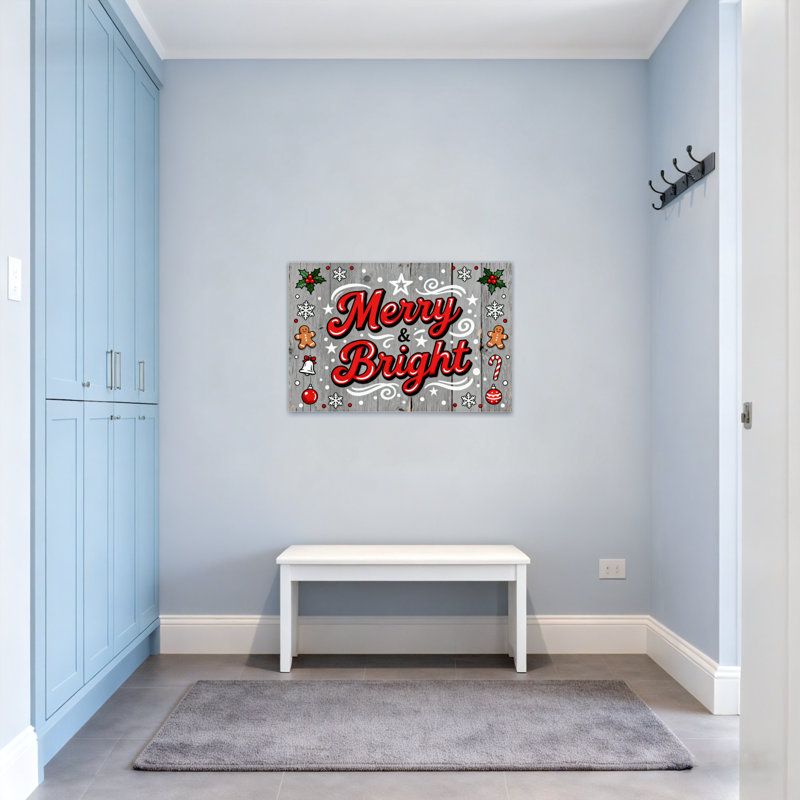 «Christmas Merry Bright Christmas», motif décoratif en bois, H 20 po x l 30 po