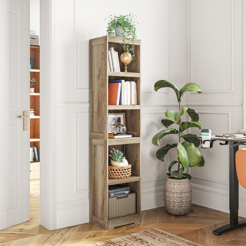 Bibliothèque moderne à 5 niveaux avec tablettes réglables Patrick, Marron clair