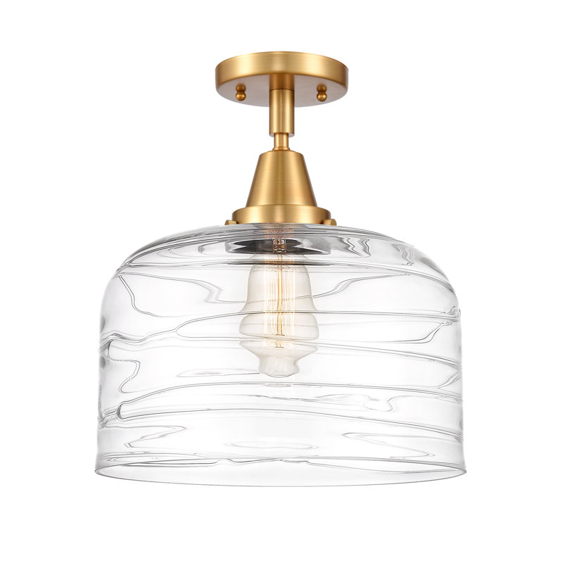 Glass Flush Mount, No Bulb Included, Yes, Satin Gold