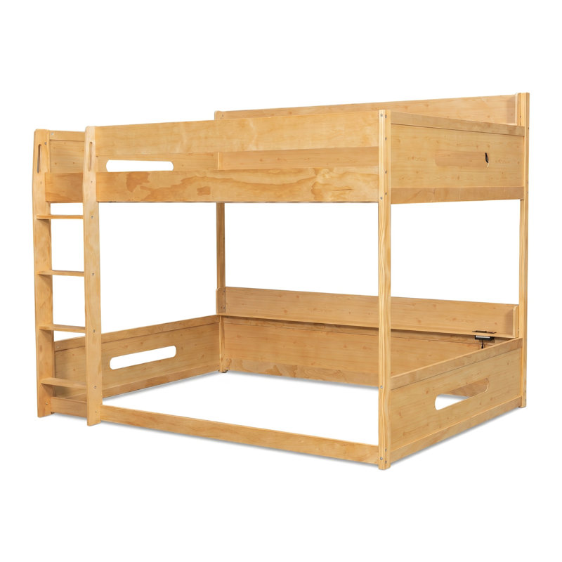 Structure de lit grand, lit superposé avec rangement et ports USB, convient à la chambre à coucher, Bois