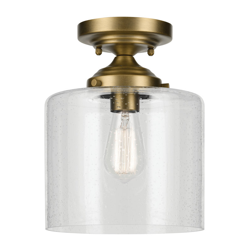 Winslow Natural Brass Semi-Flush Mount with Clear Seeded Glass