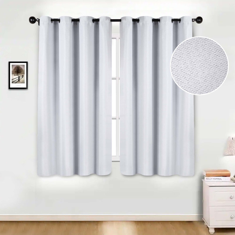 Polyester Thermal Insulated Room Darkening Curtain Panels, Platinum, 52" W x 63" L
