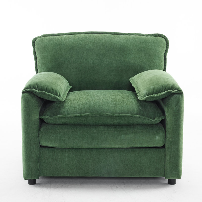Fauteuil surdimensionné avec structure renforcée et dossier haut revêtu de chenille, H 35,35 po x l 38,73 po x P 35,43 po