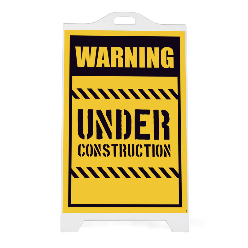 Panneau d'avertissement de trottoir en construction, Blanc