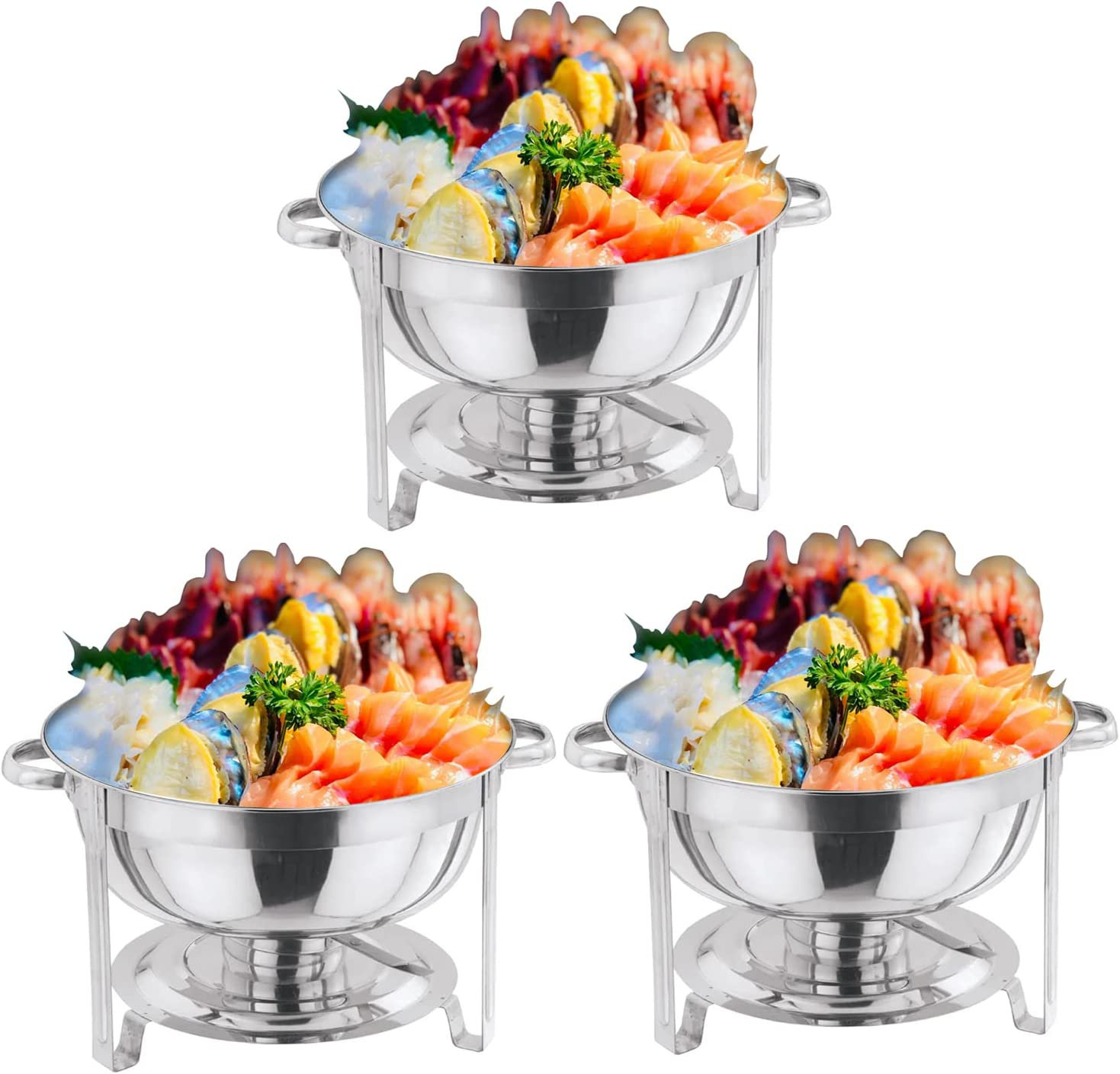 VINOD 8.5 Litre DEEP Stainless Steel Round Chafing Dish SOLID STEEL LID