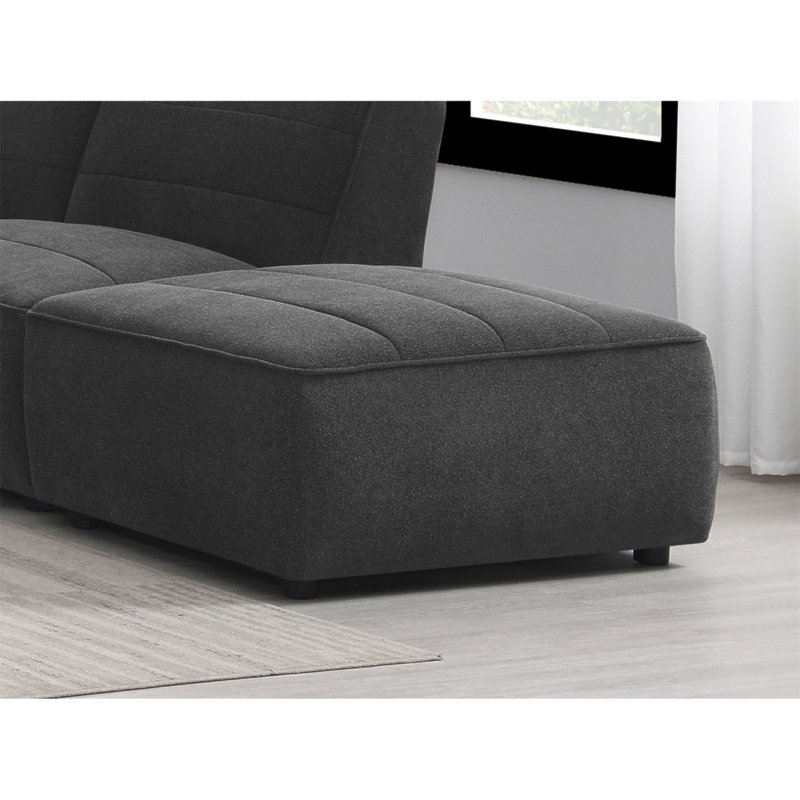 Ortega Dark Charcoal Square Upholstered Ottoman