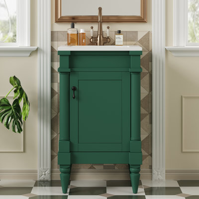 Meuble-lavabo mural moderne de 18 pouces avec lavabo, conception élégante pour un gain de place et un entretien facile.