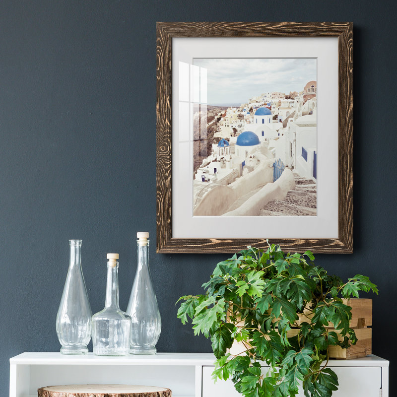 " Santorini ", Walnut Framed Paper, 20" H x 17" W x 1.5" D