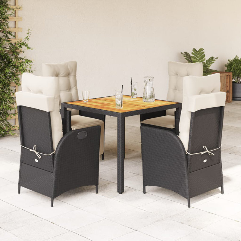  Garden Dining Set Black, Cream White