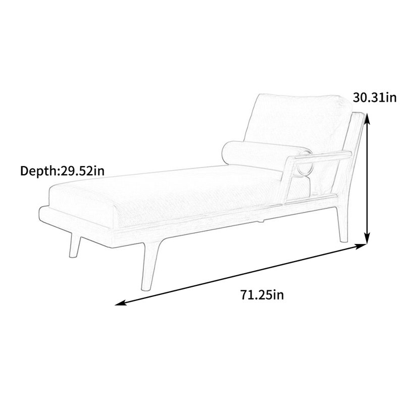 Chaise longue rembourrée Oniyah, Accoudoir à gauche (vu de face)