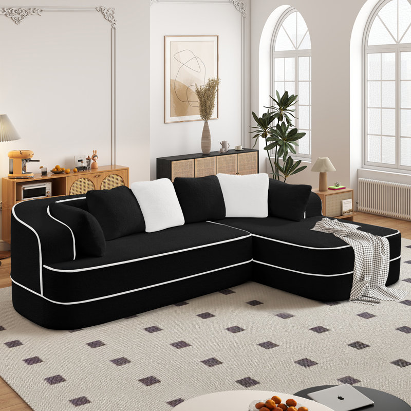 Canapé surdimensionné en tissu pelucheux sans assemblage 32D, Noir
