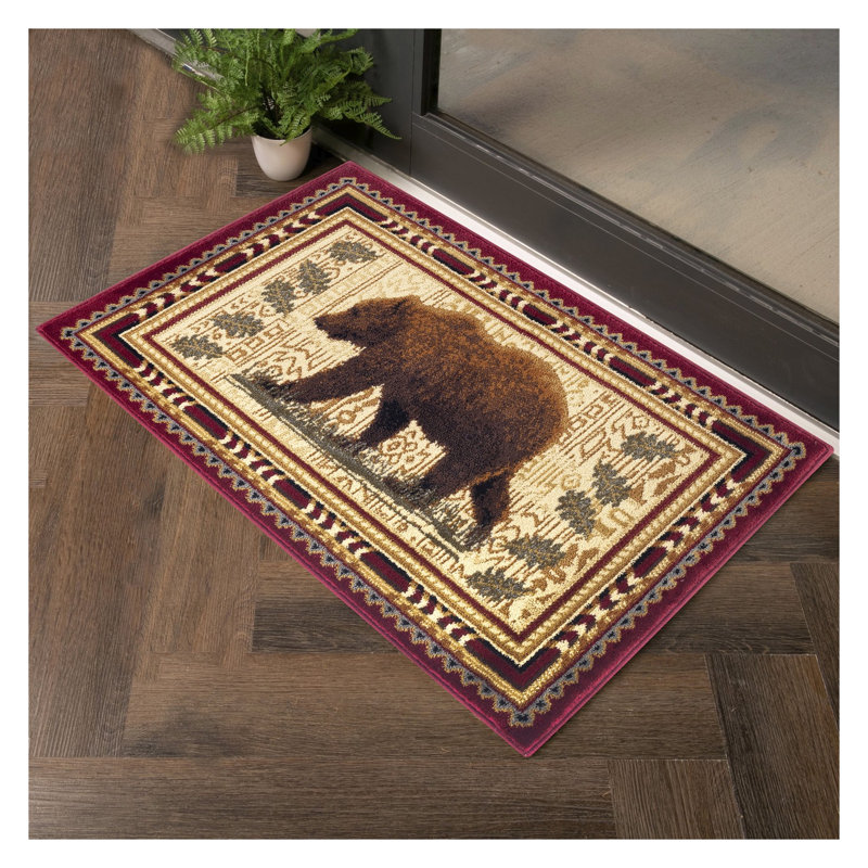 Tapis rouge Nature's Nest Lodge 7 pi 10 po x 10 pi 3 po en polypropylène rouge résistant aux taches
