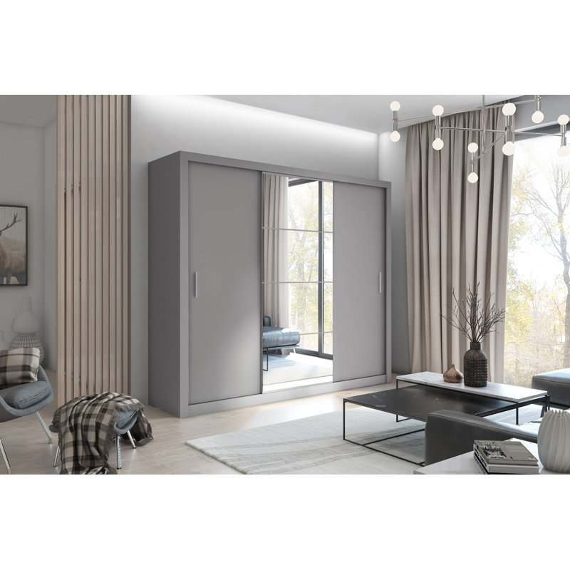Mowgli 3 Door Manufactured Wood Wardrobe, Grey Matt