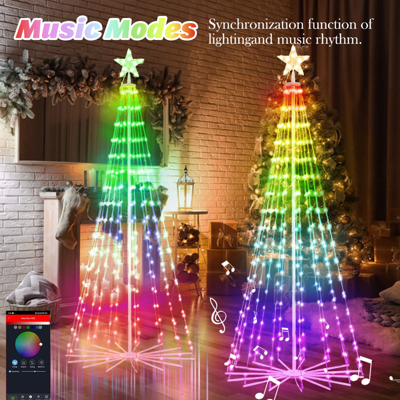 Arbre de Noël - lumières DEL d'arbre de Noël électroniques, lumières des Fêtes avec télécommande, arbre de Noël à cône changeant de couleur, base d'os de parasol, décorations de Noël intérieures et extérieures