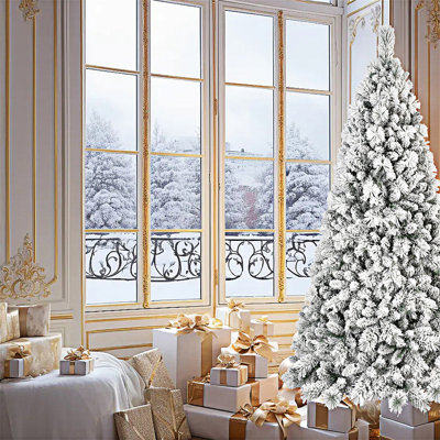 Arbre de Noël floqué avec support en métal