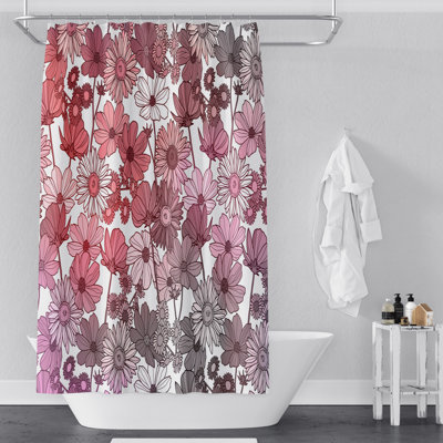 White And Pink Floral Shower Curtain