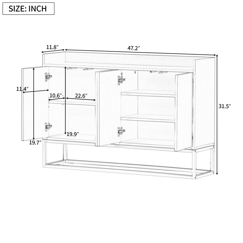 Fermont 47.2'' Sideboard With Open Countertop And Adjustable Shelf-Functional Storage Buffet Cabinet, Navy