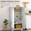 Armoire de cuisine, armoire de cuisine autoportante avec 2 portes, tablettes réglables pour la salle à manger, blanc