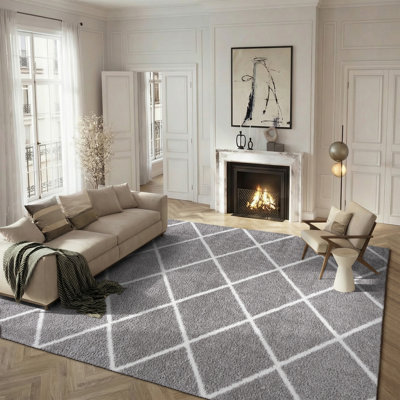 Tapis géométrique gris / blanc