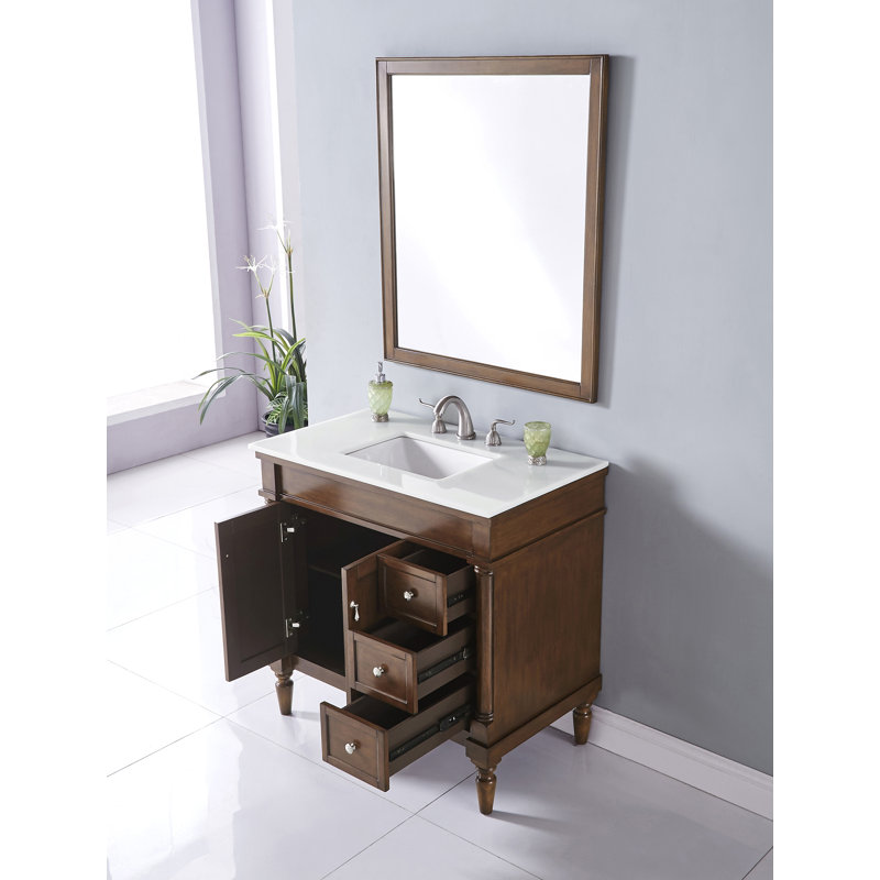 Ensemble de meuble-lavabo simple 36 po Lexington, Noyer, Blanc Ivoire
