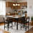5-Piece Dining Table Set For 4, Counter Height Table With 4 Upholstered Bar Stools, Modern Kitchen Table & Chairs Set Of 4 With Footrest & Backrest, Compact Dining Set For Pub, Dining Room, Restaurant-596137368