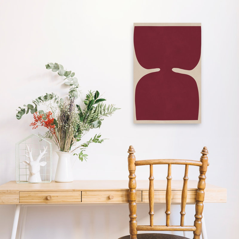 Modern Maroon Form Abstract Bold Contemporary Wall Art Print, 24" H x 16" W