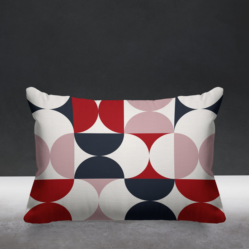 Griffin Outdoor Reversible Throw Pillow, Red/Navy Blue