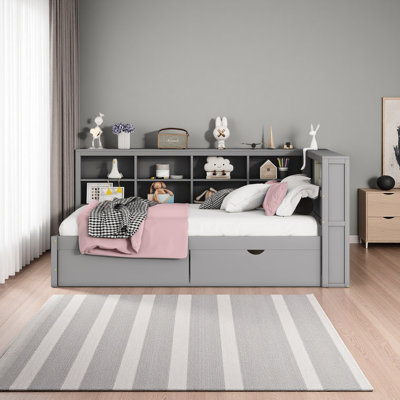 Wooden Daybed With 2 Drawers