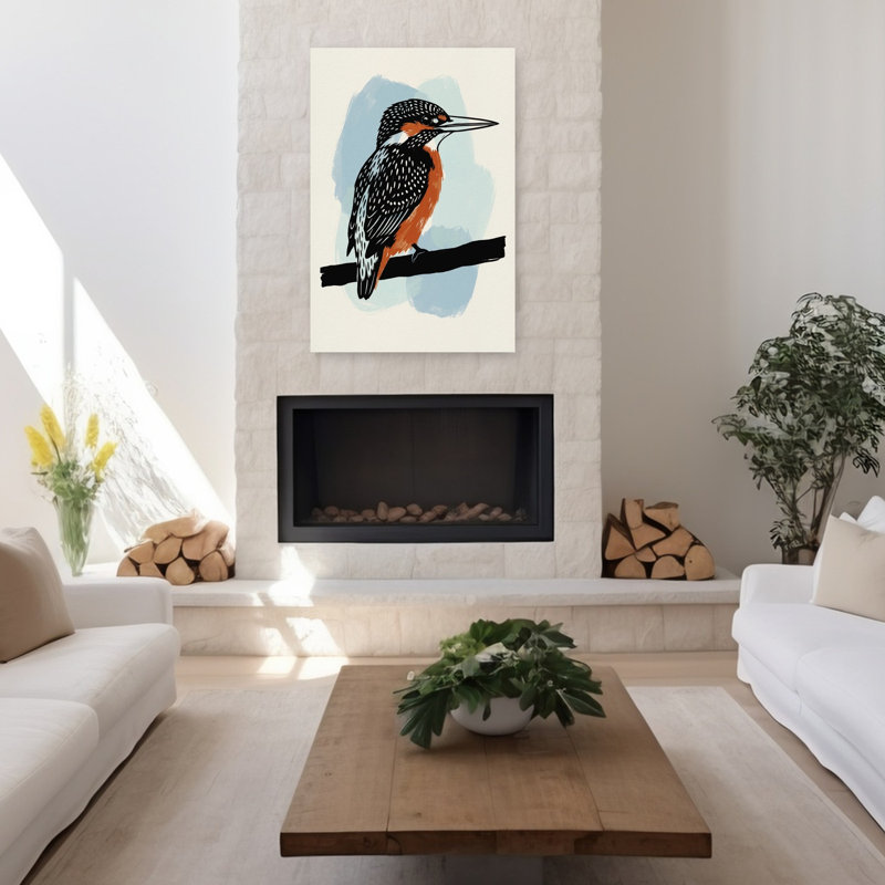 Art mural, oiseau sauvage contemporain perché, H 48 po x l 32 po