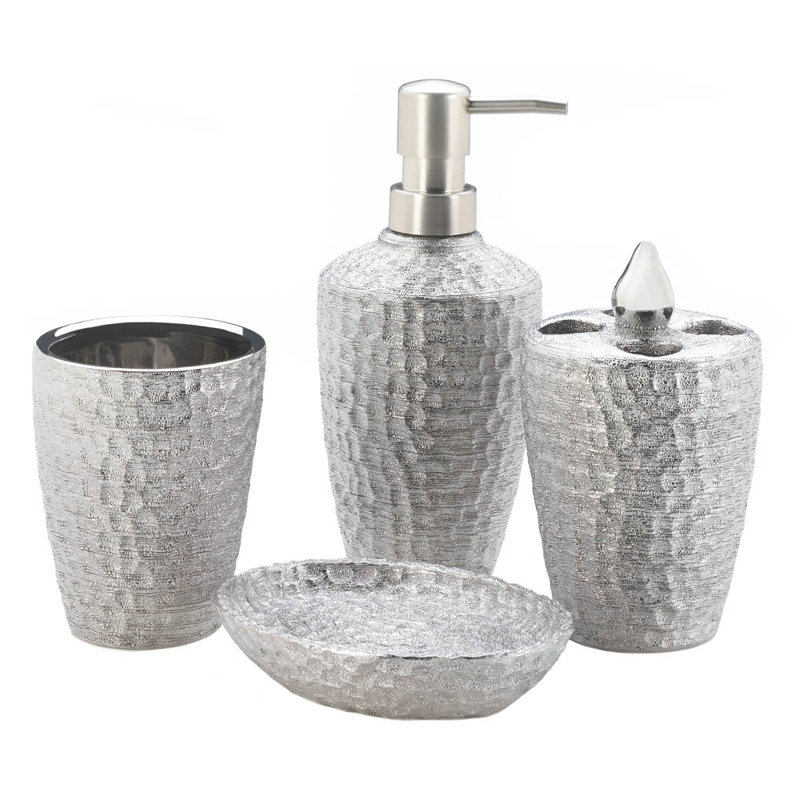 Waltham Shimmer 4-Piece Bathroom Accessory Set, Ivoire
