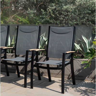 Briceton Powder Coated Aluminum Outdoor Stackable Dining Armchair