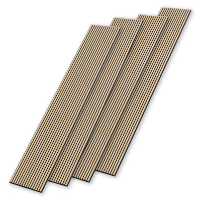 4 panneaux muraux à lattes de bois 3D (4 pièces) x 106 po x 20,5 po