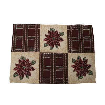 Seasonal Poinsettia Polyester Rectangle Placemat