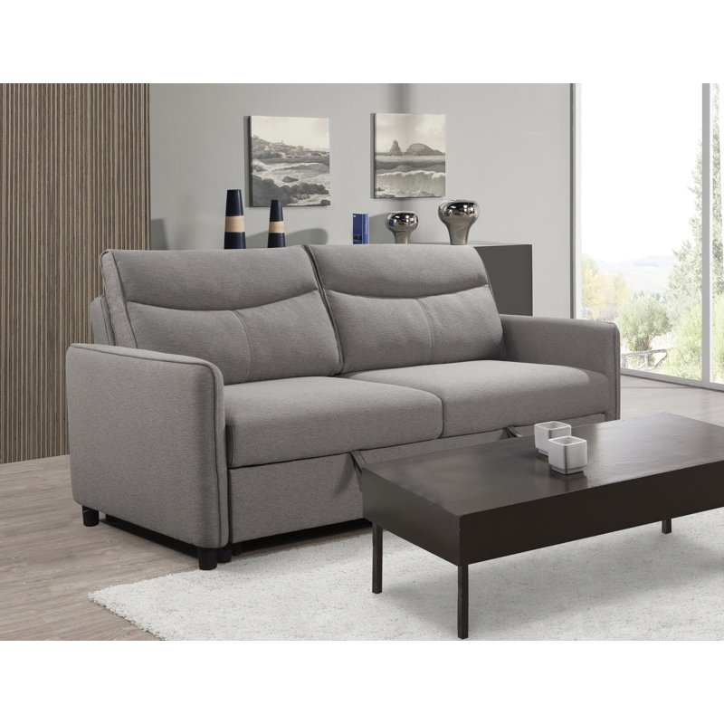 Canapé-lit à accoudoirs carrés 74,75 po Savione, Polyester gris