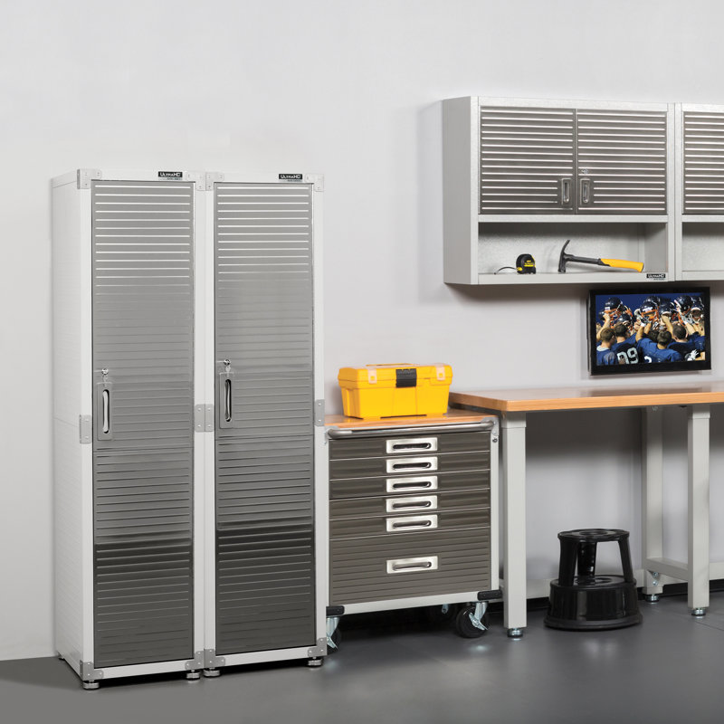 Gray Steel Lockable Office Locker with Adjustable Shelving