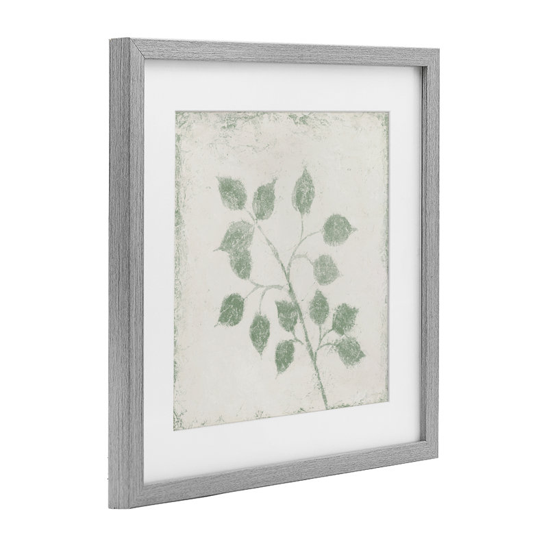 «August Leaves Plant Sprig», reproduction encadrée sous verre, conception de Michael Marcon, Cadre de ferme gris