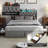 Upholstered Bed Frame with 4 Drawers, Bed with Storage Headboard, Charging Station and LED Lights-1420394801