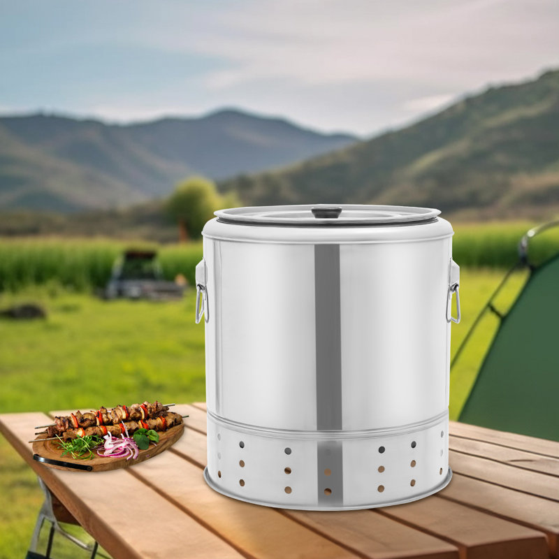 Portable Barbecue Charcoal Barrel Grill With Grilling Accessories Set
